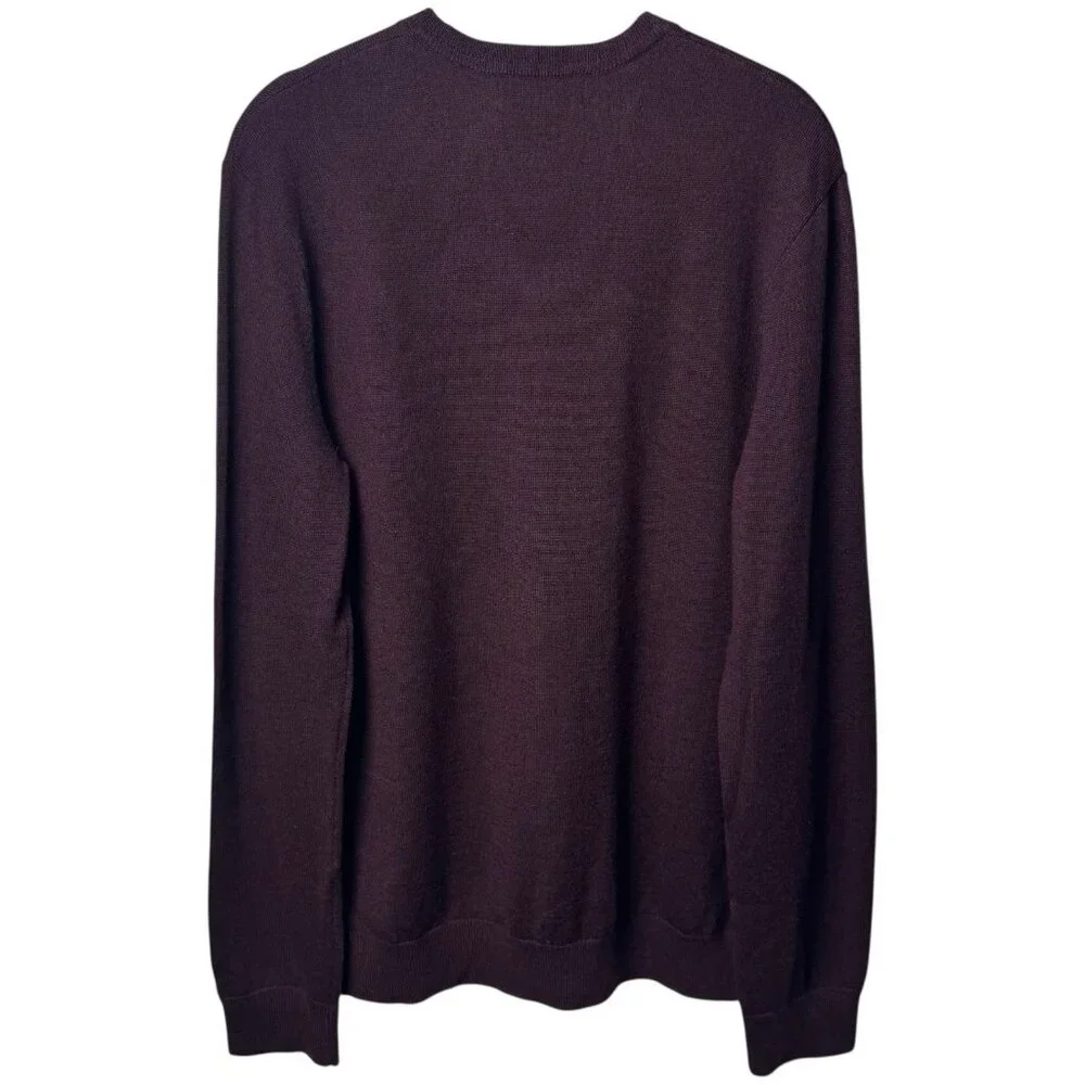 Banana Republic 100% Merino Wool V-Neck Pullover‎ in Wine Quiet Luxury Capsule M